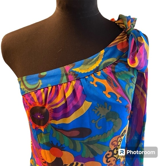 Banana Republic X Trina Turk Coachella Floral Silk One Shoulder Dress, size 0 - Picture 6 of 14